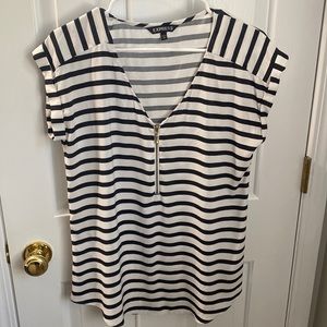 Express stripped top with gold zipper
